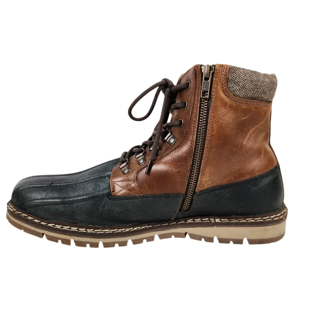 Crēvo Kannard Chestnut Brown Black Leather Water Resistant Duck Boot Men Size 13